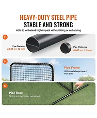 Mecale I-Screen Baseball Net, 7x4 ft Safety Pitching Screen with Carry Bag and Stakes, Heavy-Duty Batting Cage Protection Net