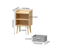 sumyeg Collapsible Fabric Drawer Nightstand 2-Tier Wood Storage Cabinet