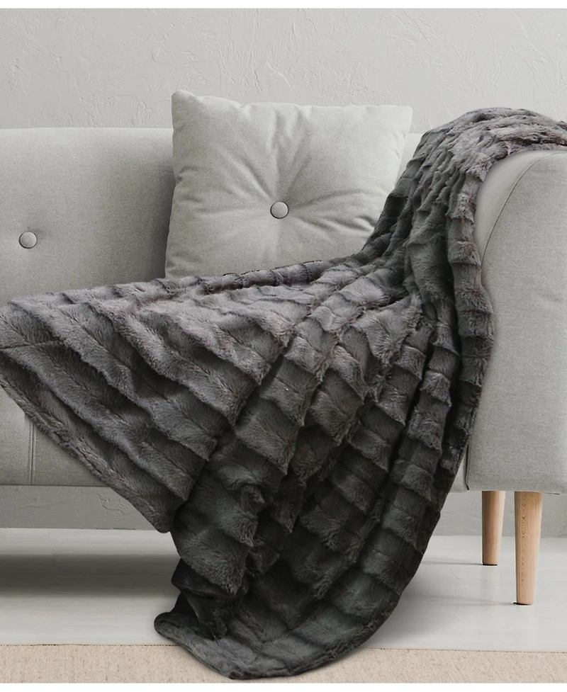 Cheer Collection Ultra Soft Faux Fur to Microplush Reversible Cozy Warm Throw, 50" x 60"