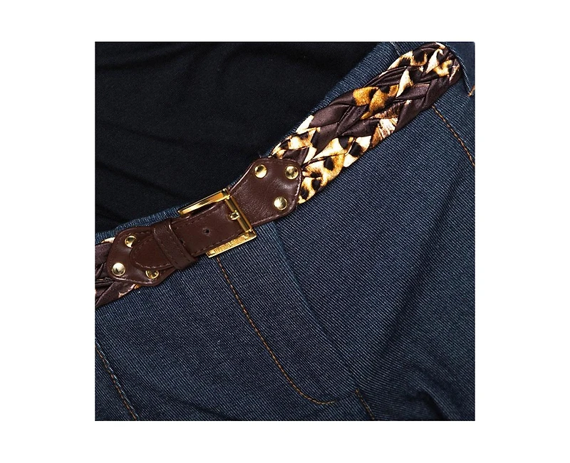 Pre-Owned Roberto Cavalli Women's Stretch Cotton Leopard Print Trim Pants