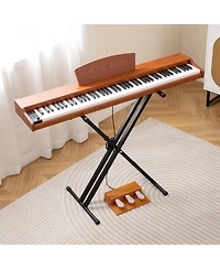Hongge 88 Key Semi Weighted Digital Piano With Adjustable Stand Triple Pedals And Usb Midi