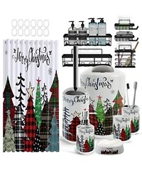 24 Piece Complete Holiday Bathroom Decor Accessory Set With Shower Caddy Set