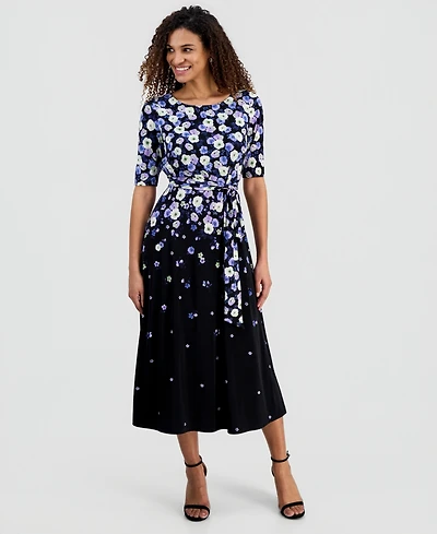 Kasper Women's Floral-Print Midi Dress
