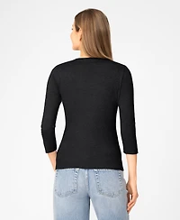 Melissa Paige Women's Pointelle 3/4-Sleeve Sweater