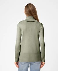 Melissa Paige Women's Rib Cowl Neck Tunic Sweater