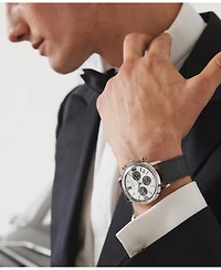 Timex Men's Chronograph Black Leather Watch, 40mm