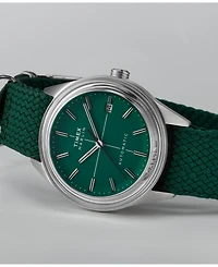 Timex Men's Mechanical Automatic Green Fabric Watch, 38mm