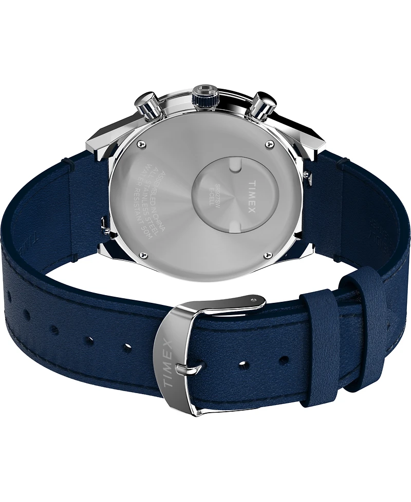 Timex Men's Chronograph Blue Leather Watch, 40mm