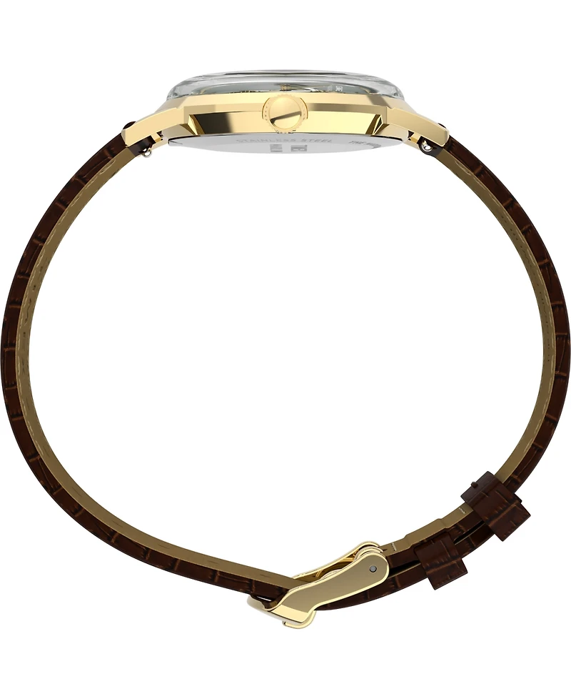 Timex Unisex Quartz Analog Brown Leather Watch, 34mm