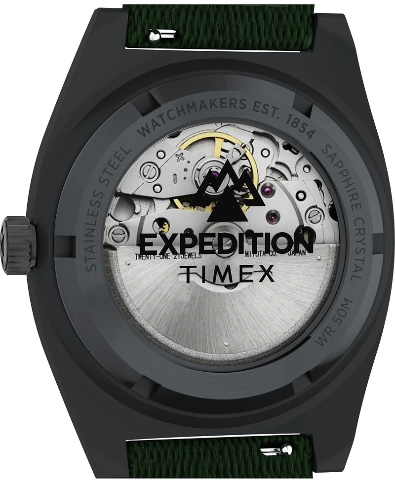 Timex Men's Mechanical Automatic Black eco-conscious Fabric Watch, 39mm