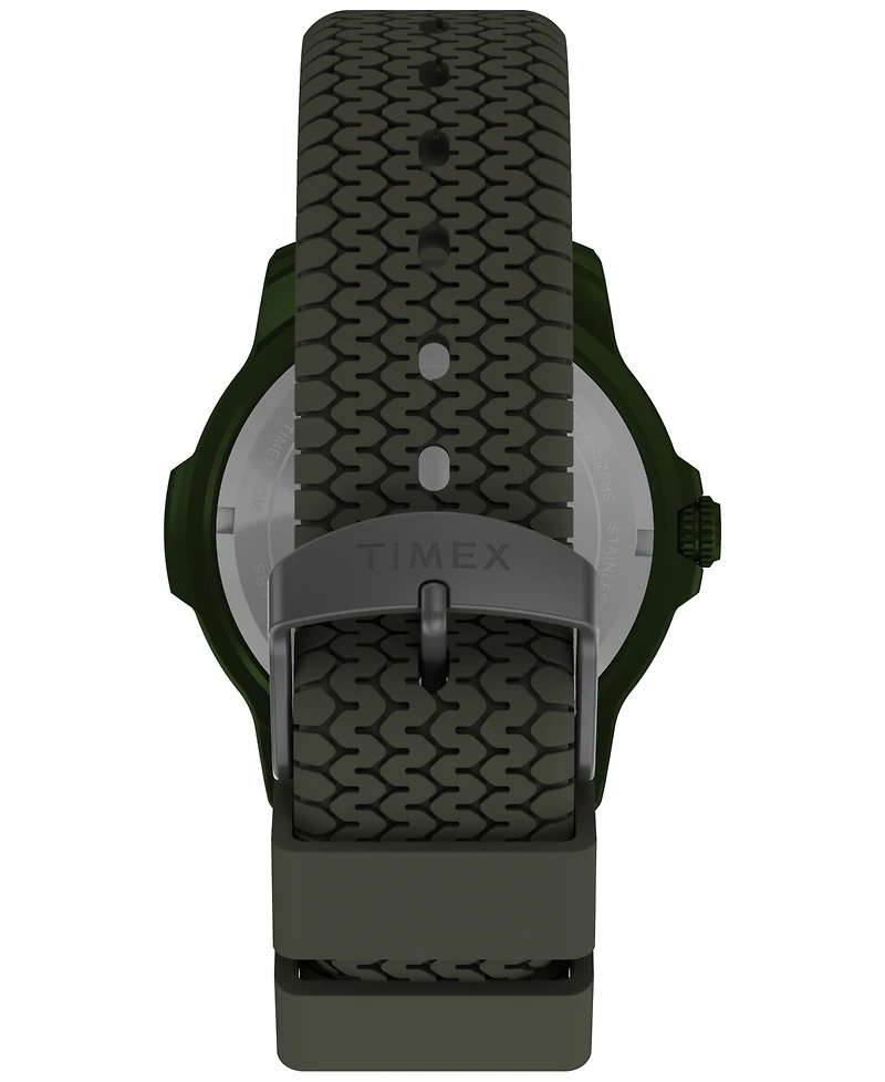 Timex Men's Quartz Analog Green Silicone Watch, 42mm