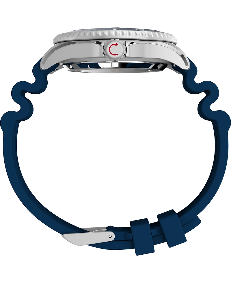 Timex Men's Mechanical Automatic Blue Hnbr Rubber Watch, 44mm