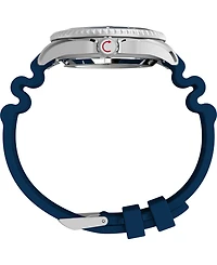 Timex Men's Mechanical Automatic Blue Hnbr Rubber Watch, 44mm