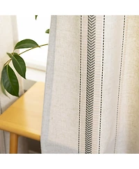 Awesome Home Linen Blend Geometric Striped Room Darkening Curtains Pair