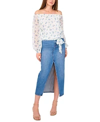 Vince Camuto Women's Floral Off-The-Shoulder Long-Sleeve Tie-Front Blouse