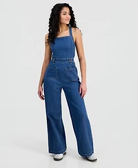 Tinseltown Juniors' Square-Neck Sleeveless Jumpsuit