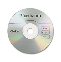Verbatim 95156 700 Mb/80 min 12x Slim Jewel Case Cd-rw High-Speed Rewritable Disc - Silver (10/Pack)
