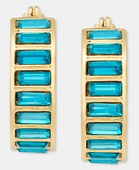 Dkny Gold-Tone Stone Baguette Small Hoop Earrings