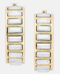 Dkny Gold-Tone Stone Baguette Small Hoop Earrings