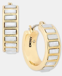 Dkny Gold-Tone Stone Baguette Small Hoop Earrings