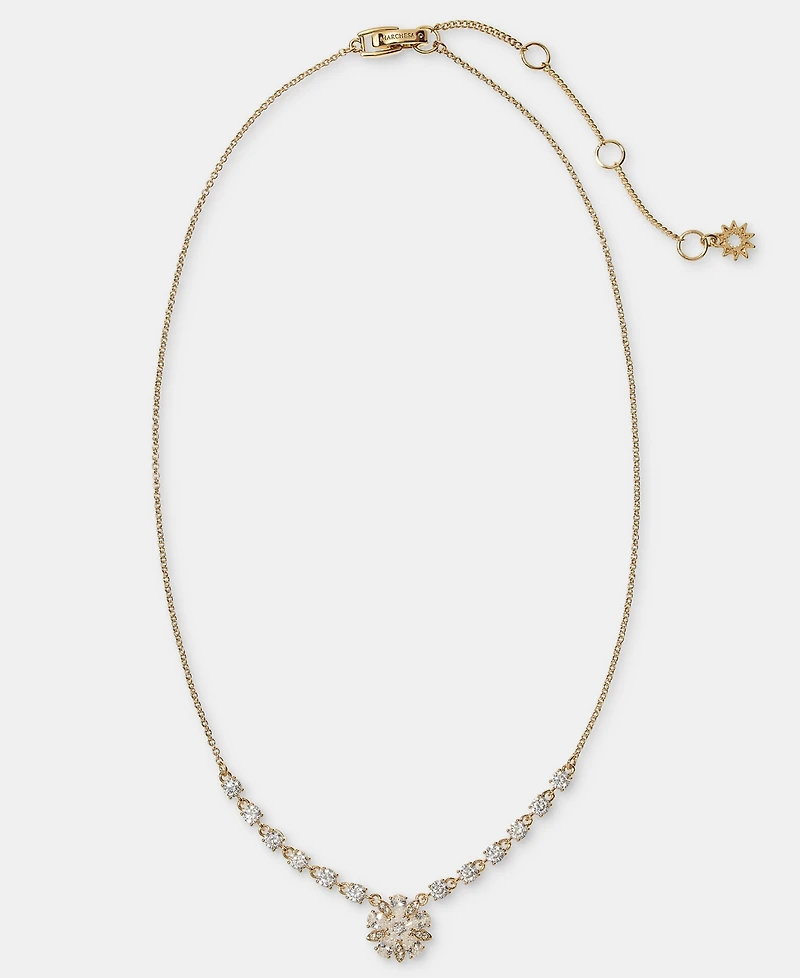 Marchesa Cubic Zirconia Flower Pendant Necklace, 16" + 3" extender