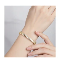 Sterling Silver with Cubic Zirconia Icicle Cluster Double Row Tennis Bracelet