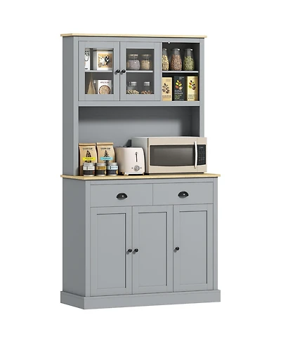 Homcom Kitchen Cabinet with Microwave Sd, 71" Pantry