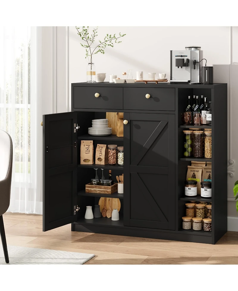 Gaomon Shoe Storage Cabinet with Doors and Drawers, 42'' Tall Modern Shoe Cabinet with 3 Adjustable Shelves and Stable Base