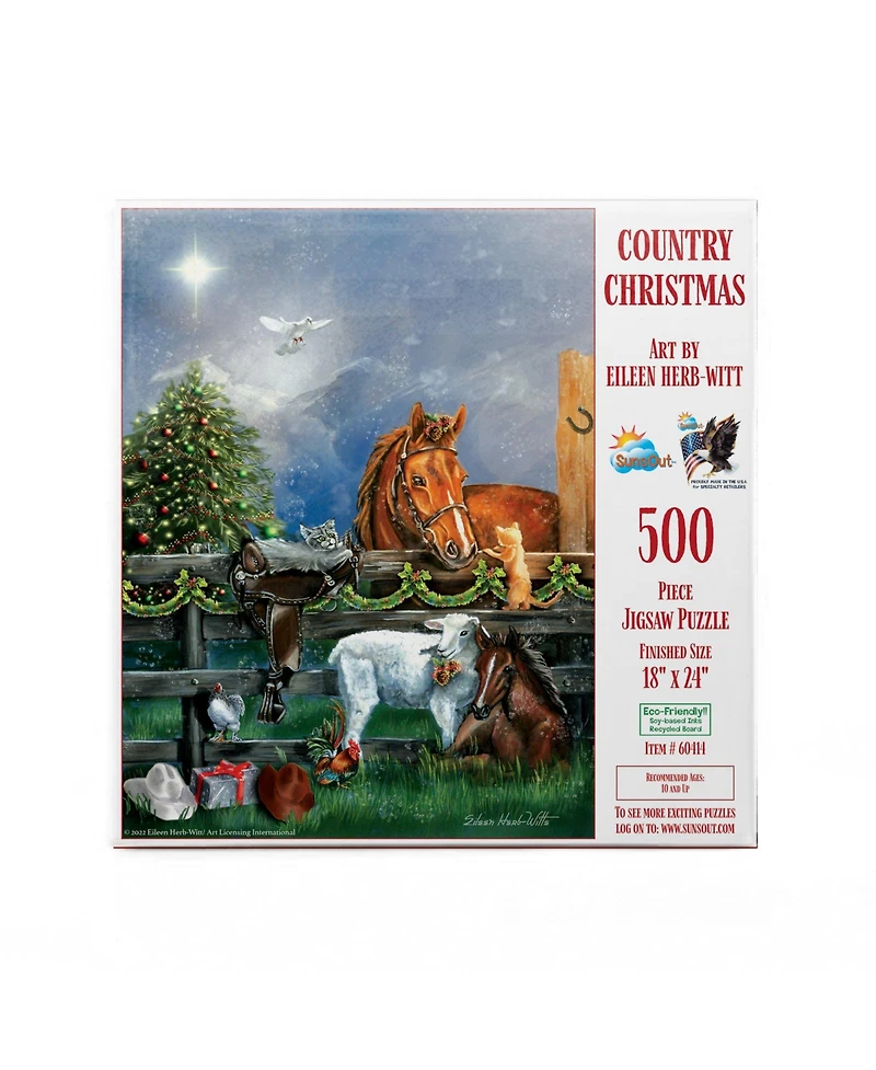 SunsOut Country Christmas 500 piece Jigsaw Puzzle for Adults Christmas