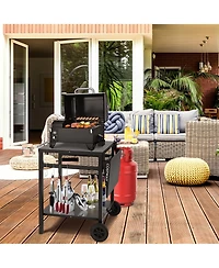 Costway Double-Shelf Movable Dining Cart Table Multifunctional Kitchen Worktable Outdoor