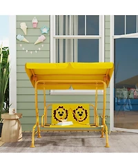 Qaba Kids Patio Swing, 2-Seater Outdoor Porch Swing Chair,