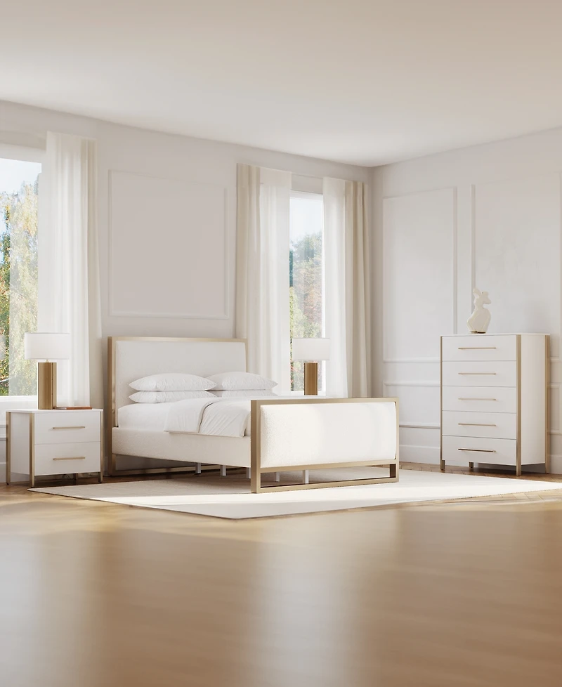 Furniture Emila 3-Pc. Upholstered Full Bedroom Set Bed, 2-Drawer Nightstand and Chest