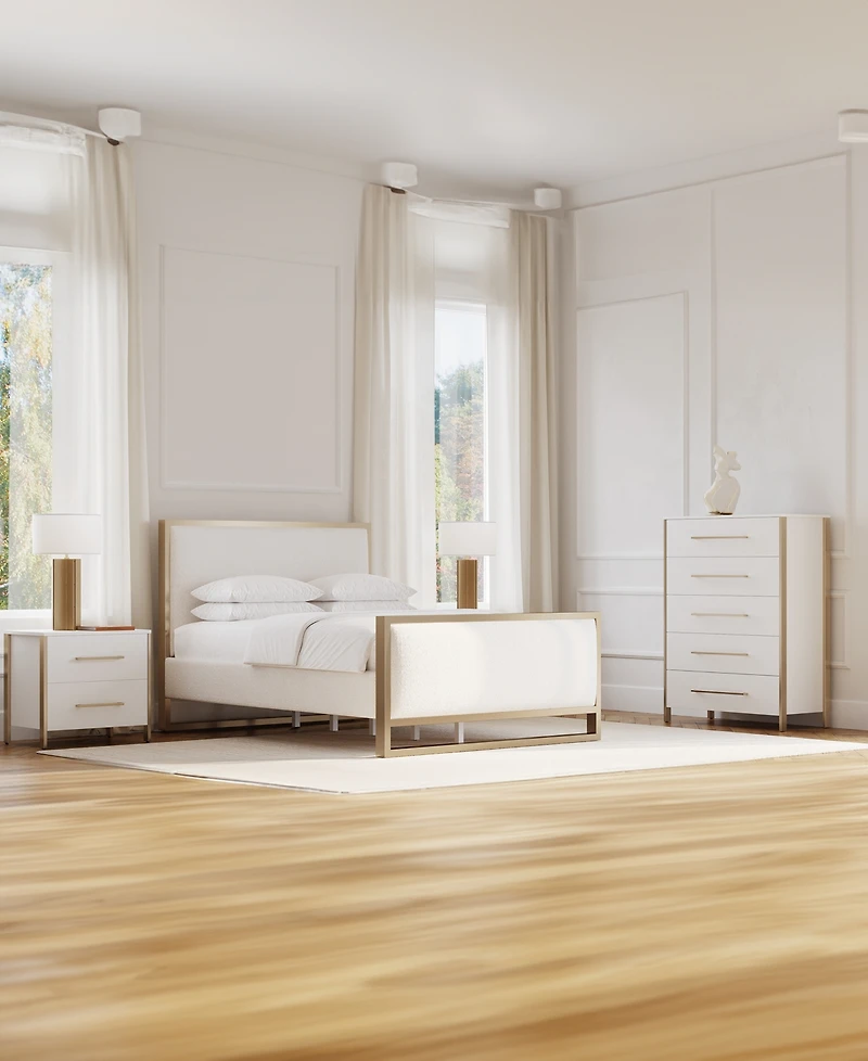 Furniture Emila 3-Pc. Upholstered King Bedroom Set Bed, 2-Drawer Nightstand and Chest