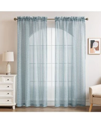 Awesome Home Crinkle Textured Semi Sheer Rod Pocket Curtains Pair 52 X22wx 84 X22l