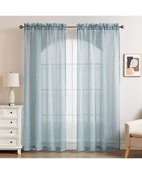 Awesome Home Crinkle Textured Semi Sheer Rod Pocket Curtains Pair 52 X22wx 84 X22l