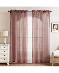 Awesome Home Crinkle Textured Semi-Sheer Rod Pocket Curtains Pair