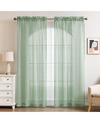 Awesome Home Crinkle Textured Semi-Sheer Rod Pocket Curtains Pair