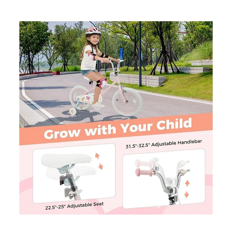 Hongge Inch Kids Bike with Adjustable Training Wheels