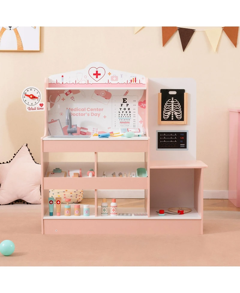 Skonyon Wooden Doctor Playset with 24 Accessories and Storage