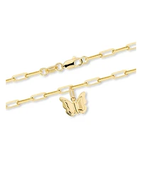 Devata Butterfly Charm with Paperclip Chain Bracelet in 14K Gold, 7.5 in, approx. 3.1 grams.