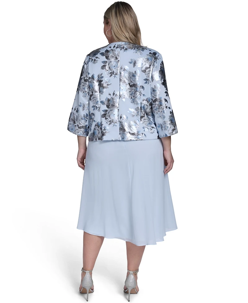 Jessica Howard Plus 3/4-Sleeve Jacket & Sleeveless Midi Dress