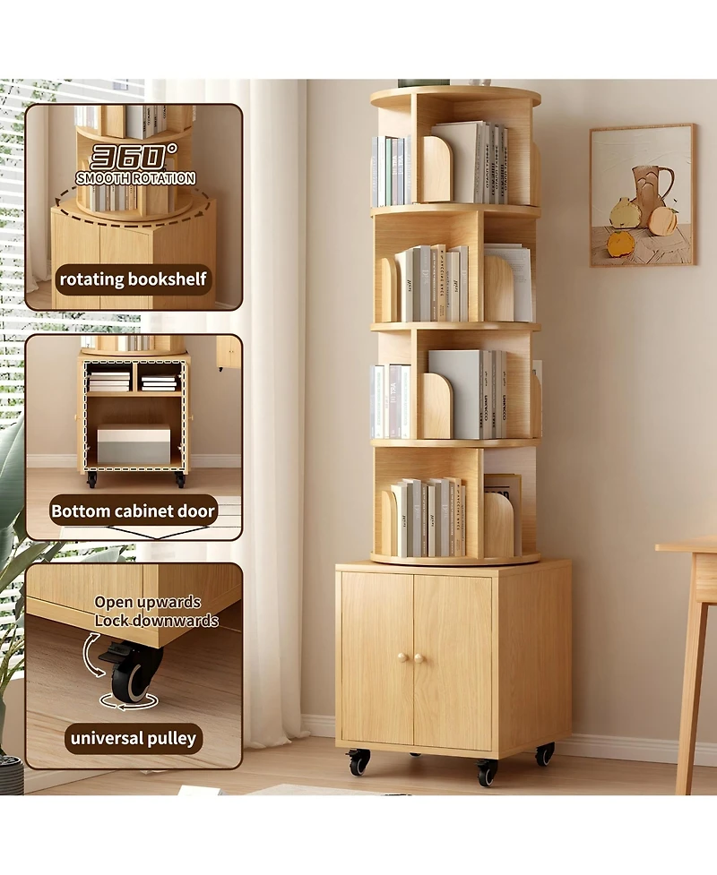 Boyel Living 5-Tier Book Shelf Organizer, 69.68" Floor-Standing Mdf Bookcase for Small Spaces