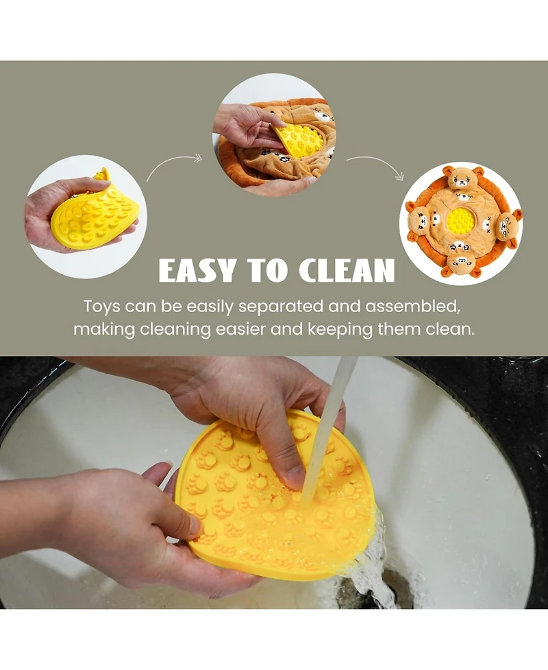 Nocciola Bear Circus Toy Licking Mat plus Snuffle Mat, Hide and Seek Toy set, 6 in 1 Squeaky Toy Set for Cats & Dogs