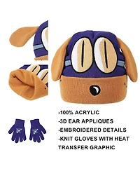 Dog Man Bark Knight Youth Cuff Hat and Knit Gloves Cold Weather Set