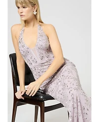 Beauut Women's Embellished Sequin Beaded Maxi Corset Dress