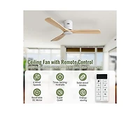 52-inch Modern White 3-Blade Ceiling Fan with Remote Control and Supporting Mobile Device Connection