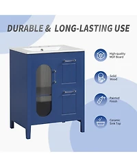 Casainc 24" Bathroom Vanity with Sink, 2 Drawers and Door, Adjustable Shelf