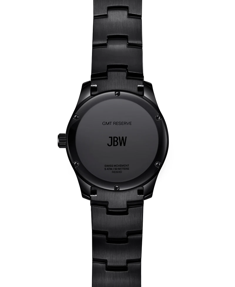 Jbw Women's Reserve Jet Crystal Diamond (0.115 ct. t.w.) Swiss Multifunction Plum Stainless Steel Watch, 39mm