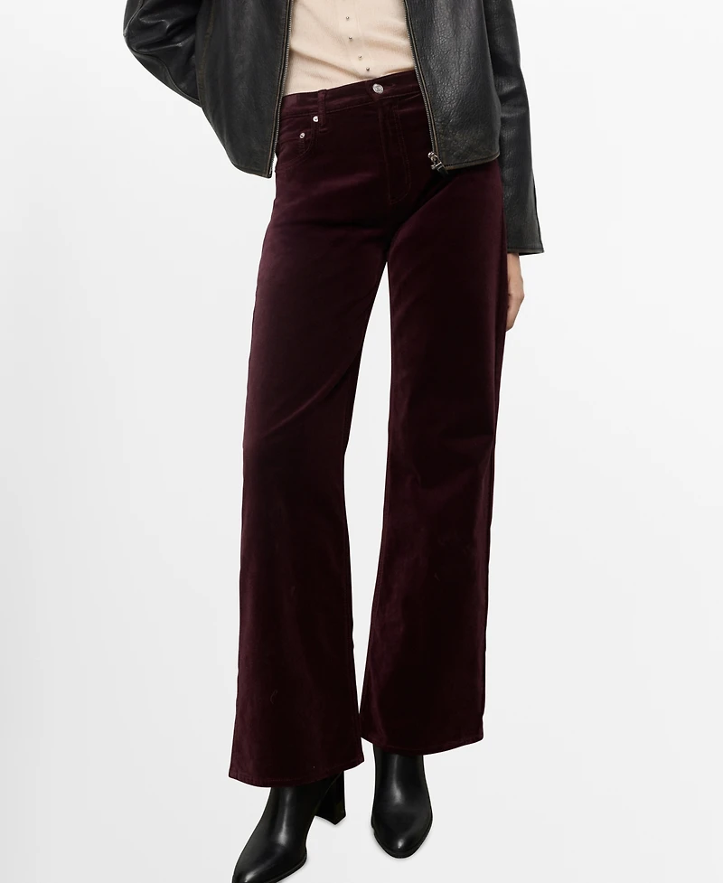Mango Women's Wide-Leg Velvet Jeans