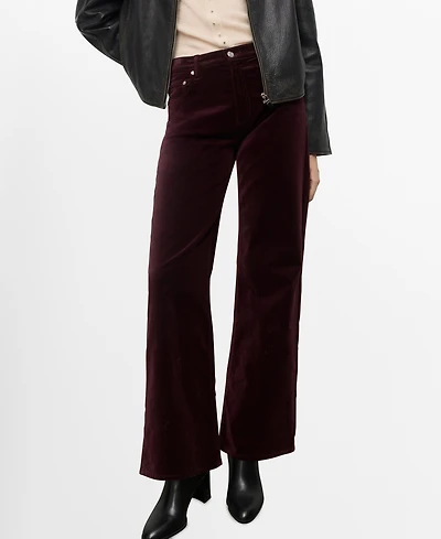 Mango Women's Wide-Leg Velvet Jeans